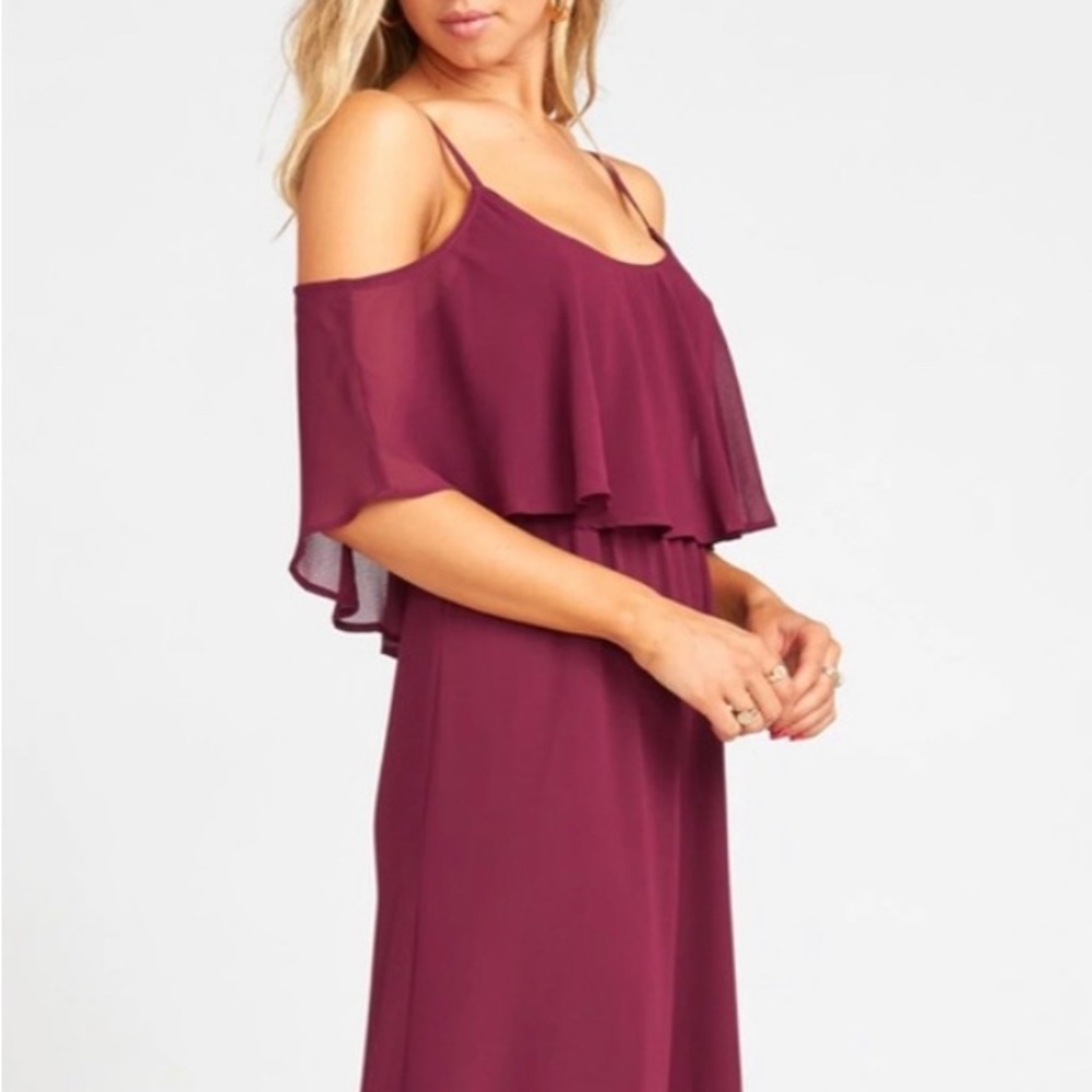 Show Me Your Mumu- Caitlin Ruffle Maxi Dress - Size XSmall - Merlot Chiffon